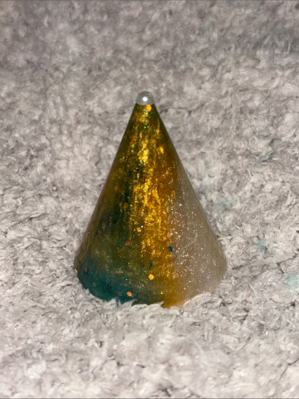 Gold and Green Cone resin decor (handmade)